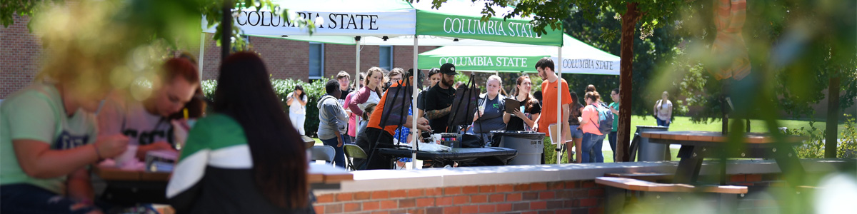 students outside on Columbia campus