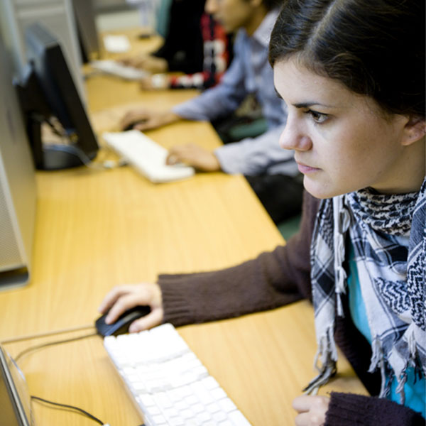 student in computer lab