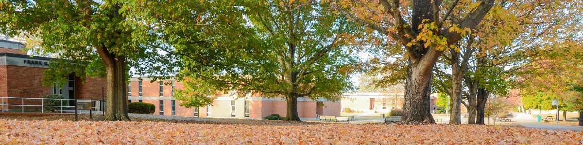 Columbia Campus with fall leaves