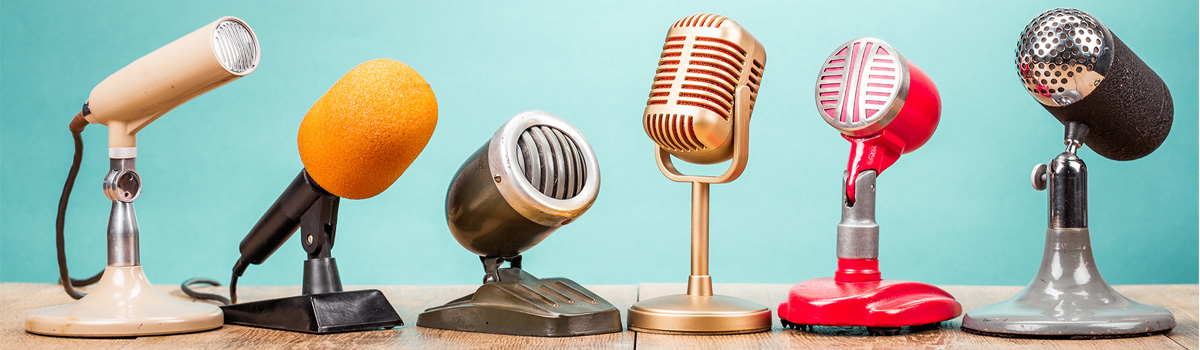 row of microphones