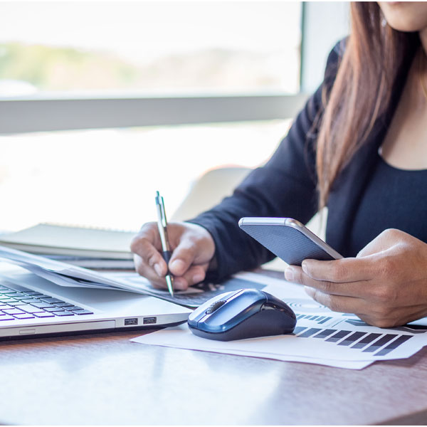 woman filling out forms