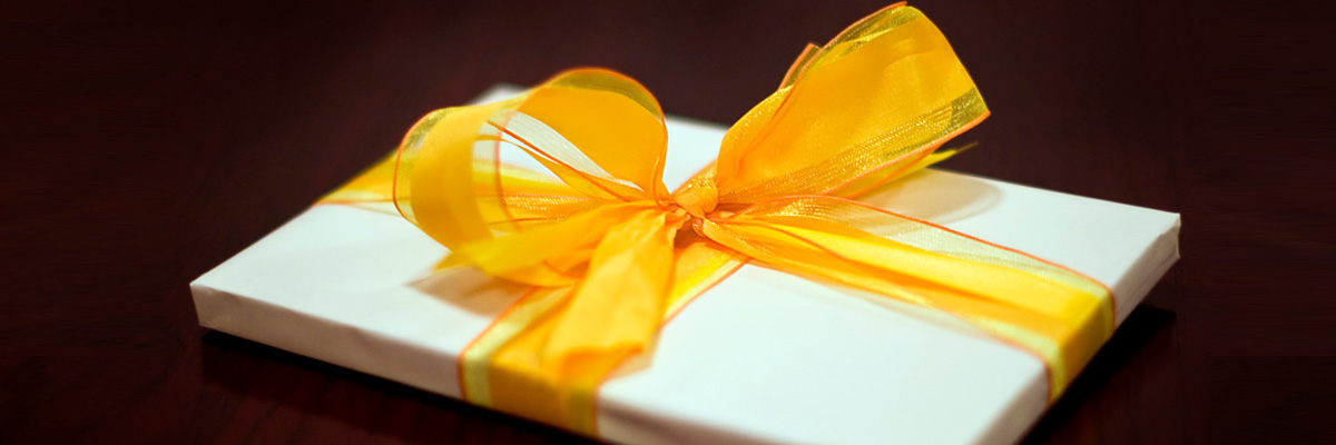 gift  box with yellow ribbon