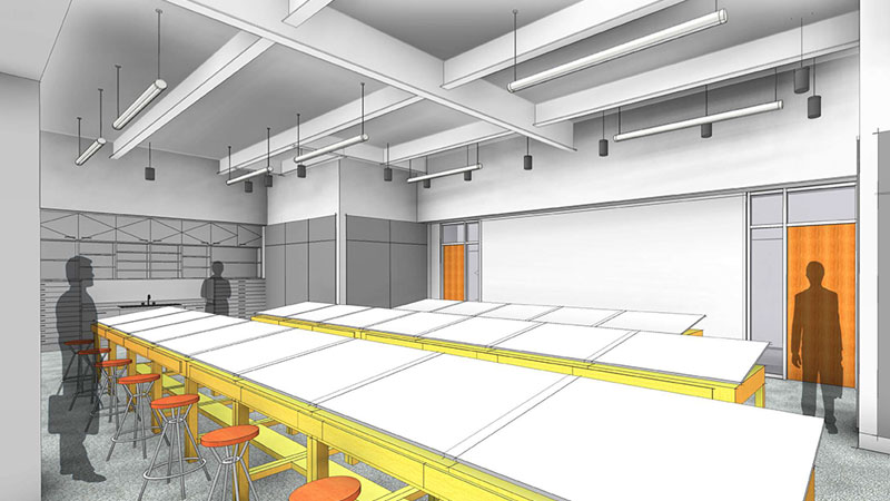 rendering of art and design lab