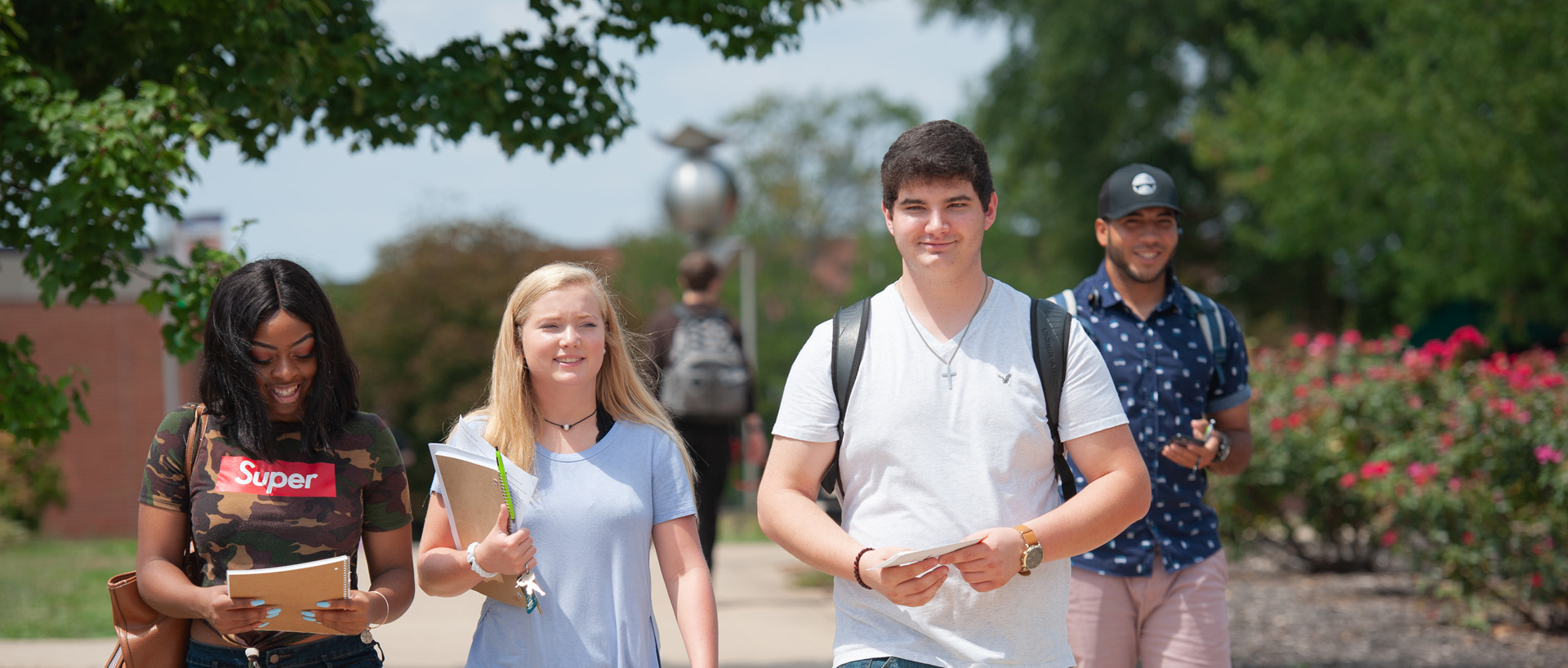 students walking on campus