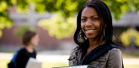 A woman smiling at the camera