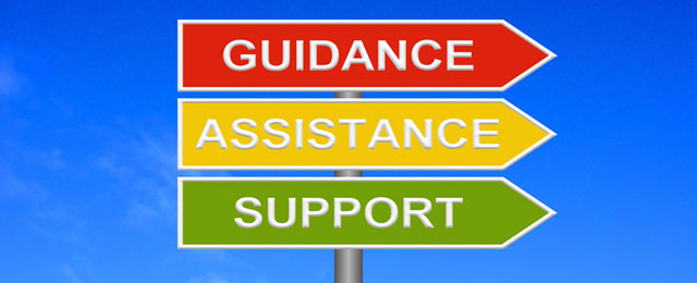 Signpost with Guidance, Assistance, Support