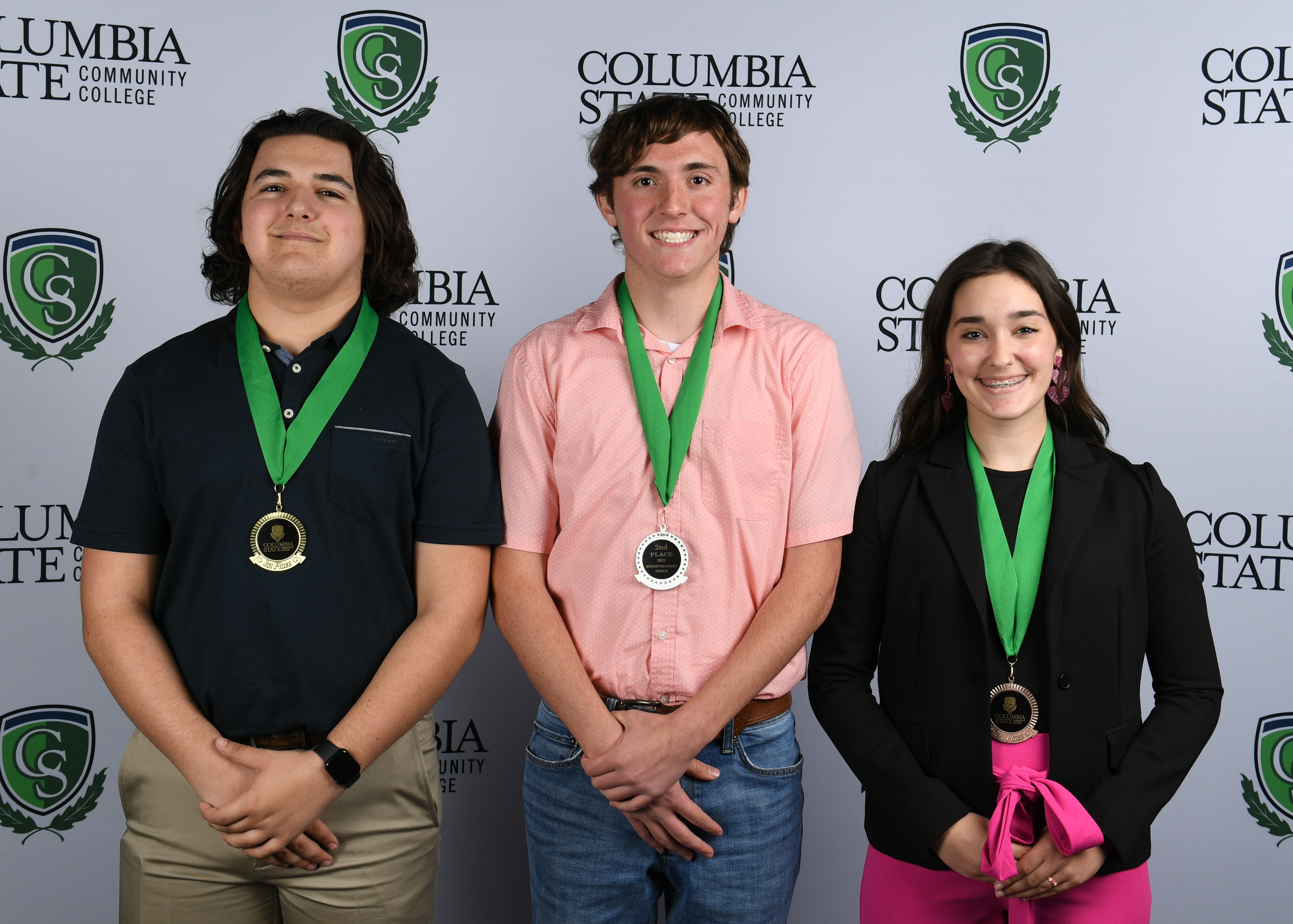 Extemporaneous Speech Winners (left to right): First place winner, Jack Simon of Summit High School; second place winner, Thomas Robertson of Richland High School; and third place winner, Anna Kate Dickey of Richland High School.