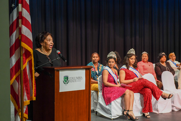 Dr. Christa Martin speaks at program