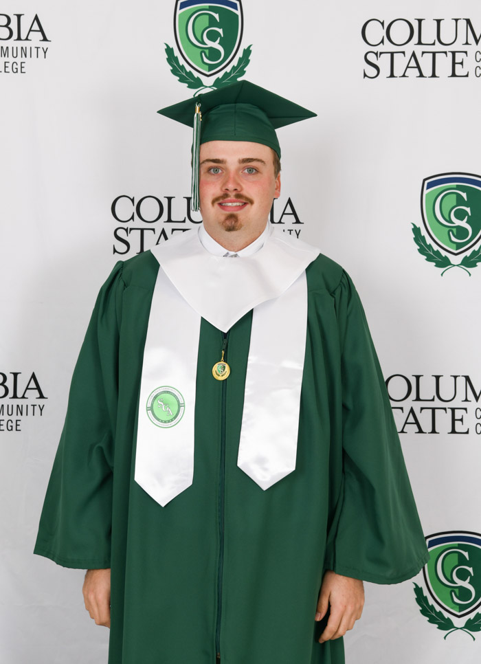 Centerville native Lake Bates graduated with an Associate of Science degree in marketing. A Tennessee Promise student, Bates was a member of the Student Government Association and Tennessee Young Farmers and Ranchers. His mother, Kim Bates, is also a Columbia State alum. Next, Bates plans to continue his education in marketing at University of Tennessee at Martin. “Columbia State has given me the real-life skills when it comes to facing real-world challenges,” he said. “There are so many great people, you make connections that will last a lifetime.”