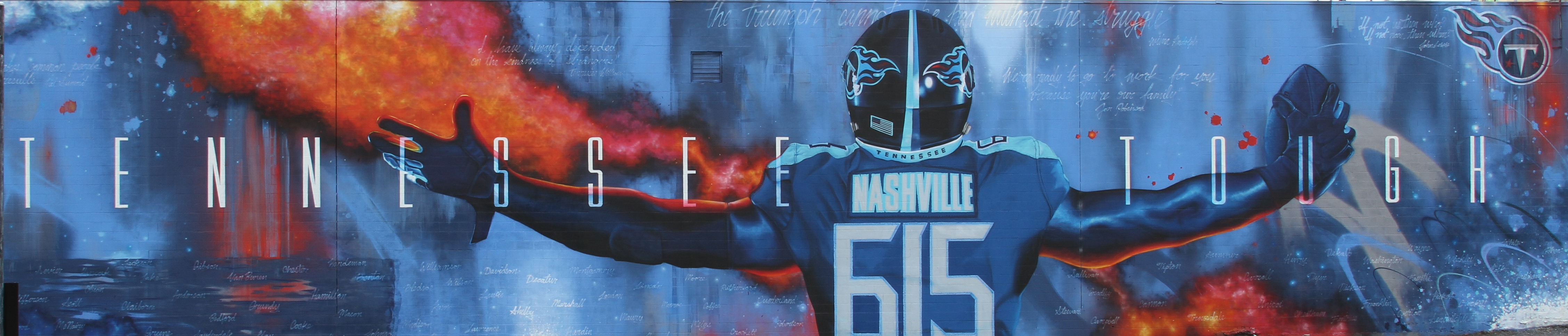 Eric “Mobe” Bass’s mural for the Tennessee Titans in Nashville.