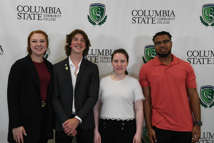 Marshall County: Pictured (left to right): Faith D. Kennedy was honored for serving as Student Government Association senator for the Columbia Campus; Jaeden D. Kennedy was honored for serving as the Student Government Association secretary/treasurer; Anna Grace Rothrock received the English Academic Discipline Award; and X’Zavier D. Garrett received the Leadership Award for the Lewisburg Campus. Not Pictured: Meagan Jessica Gilley received the Accounting Academic Discipline Award and an Academic Excellence Award for maintaining a 3.9-4.0 GPA; Blake Garrett Jones received an Academic Excellence Award for maintaining a 3.9-4.0 GPA; Paula Mendoza was honored for serving as the Student Government Association senator for the Lewisburg Campus; Jessie Robison was honored as a TRiO Student Support Services graduate; Preston Wayne Shelton received a TCCAA All-Academic Athletics Baseball Award; Adam Michael Shoemake received the Engineering Systems Technology Award; and Stefanie Faye Teague received the Accelerated Advanced Emergency Medical Technician Academic Discipline Award.