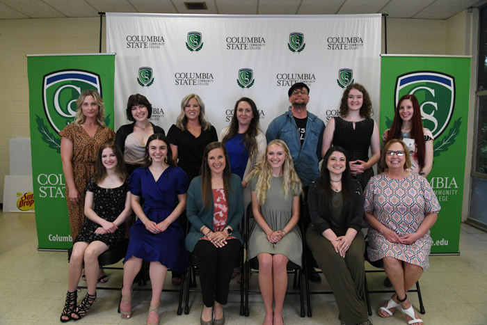 Maury County: Pictured (standing, left to right): Amanda Rodgers received an Academic Excellence Award for maintaining a 3.9-4.0 GPA; Radha Magdalen Peacock received the GFWC of Maury County Women's Club Scholarship and an Academic Excellence Award for maintaining a 3.9-4.0 GPA; Courtney Amber Potts received the Nursing Academic Discipline Award; Carrie Ann Ray was nominated for the Carolyn Allred/Lewis Moore Outstanding Student Award; Russell Jamie Terry received the Theatre Arts Academic Discipline Award; Aaliyah Corrin Simpson received an Academic Excellence Award for maintaining a 3.9-4.0 GPA; and Jacyn Kristina Strilecky received the Jo L. Hutton Award and an Academic Excellence Award for maintaining a 3.9-4.0 GPA. (Sitting, left to right): Eden Rose Lee Thacker received an Academic Excellence Award for maintaining a 3.9-4.0 GPA; Ashleigh J. Mitten received the A.S.T. Elementary Education (K-5) Academic Discipline Award; Rachel MacKenzie Garrett was honored as a member of the Lambda Beta Honor Society; Alexis Danielle Flick received an Academic Excellence Award for maintaining a 3.9-4.0 GPA; Christina Abbatiello received the Veterinary Technology Academic Discipline Award; and Katherine Ann Nichols received an Academic Excellence Award for maintaining a 3.9-4.0 GPA. Not Pictured: Nicholas Richard Baggio received the Sociology Academic Discipline Award; Megan Marie Bates received an Academic Excellence Award for maintaining a 3.9-4.0 GPA; Emily G. Curdo received an Academic Excellence Award for maintaining a 3.9-4.0 GPA; Jessica M. Curley received an Academic Excellence Award for maintaining a 3.9-4.0 GPA; Kamryn C. Deane received an Academic Excellence Award for maintaining a 3.9-4.0 GPA; Luke D. Flatt received an Academic Excellence Award for maintaining a 3.9-4.0 GPA; Samantha Jane Gutierrez received the U.S. History Academic Discipline Award; Sheridan R. Hunter received an Academic Excellence Award for maintaining a 3.9-4.0 GPA; Christopher Lane Hutcherson was honored as a TRiO Student Support Services graduate; Joseph Leo LaFleur received an Academic Excellence Award for maintaining a 3.9-4.0 GPA; Chelsey Marie Lamore was honored as a TRiO Student Support Services graduate; Kristina M. Lands received an Academic Excellence Award for maintaining a 3.9-4.0 GPA; Arabella G. Linger received an Academic Excellence Award for maintaining a 3.9-4.0 GPA; Gus Oscar Logozar received the Computer Information Technology Academic Discipline Award and an Academic Excellence Award for maintaining a 3.9-4.0 GPA; Himani Sudhir Patel received an Academic Excellence Award for maintaining a 3.9-4.0 GPA; Rebekah Rose Phillips received an Academic Excellence Award for maintaining a 3.9-4.0 GPA; Kayla M. Raih received an Academic Excellence Award for maintaining a 3.9-4.0 GPA; Eunice Soria was honored as a TRiO Student Support Services graduate; and Christopher J. Venere received the Spanish Academic Discipline Award. 