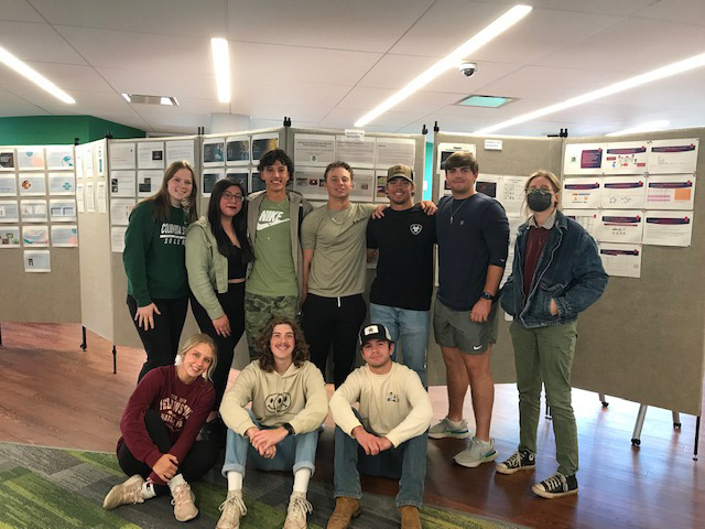 Honors General Biology Research class. Standing (left to right): Julie Mattson, Miriam Galindo, Anthony Pastrana, Jaxon Diamond, Dylan Kazee, Bo Culver and Adrianna Sasser. Sitting (left to right): Melina Black, Jaeden Kennedy and Jesse Lampley.