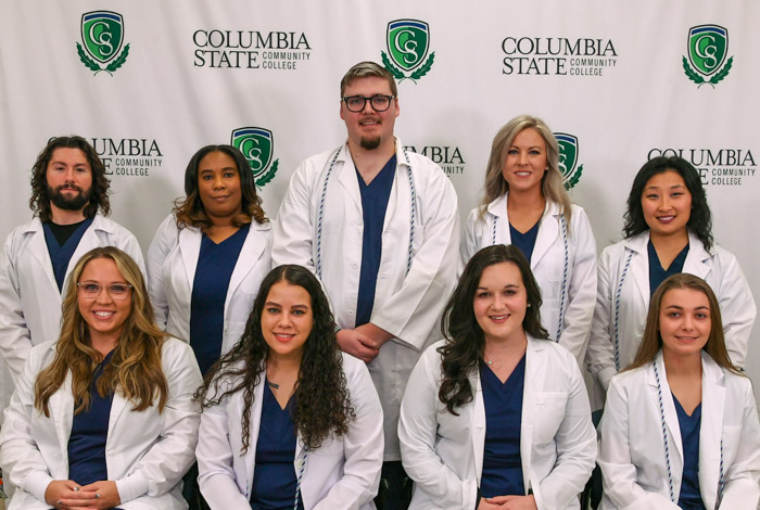 Pictured (standing, left to right): Maury County nursing graduates Dustin A. Silva, Ashonte L. Owens, Talen J. Stephens, Courtney A. Potts and Brenda M. Glass. (Sitting, left to right): Amanda C. Estes, Sydney N. Jones, Baylee P. Thornton and Sarah R. Sanders.