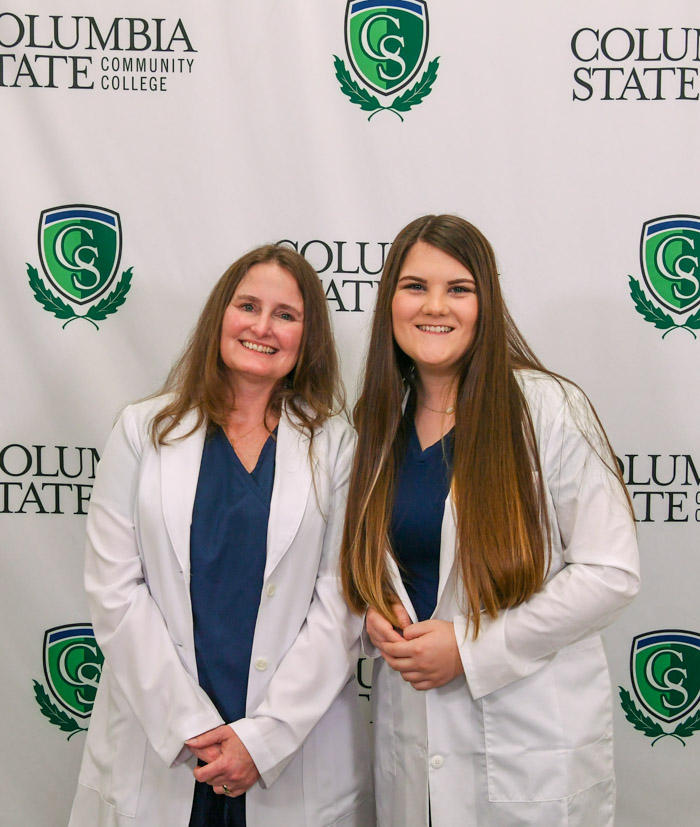 Pictured (left to right): Dickson County nursing graduates Angela D. Curtis and Mckenna K. Baggett.
