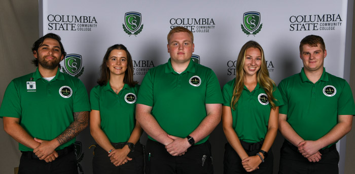 Pictured (left to right): Williamson County emergency medical technician graduates Maxwell Burcher, Kaitlyn Sneed, Michael Campbell, Emily Allen and Matthew Holloway.