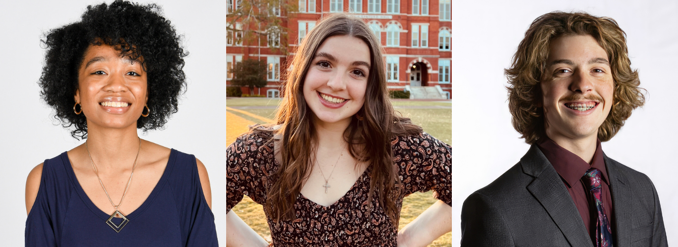 Columbia State Spring 2023 Commencement Speakers Makayla Ogilvie, Jaeden Kennedy and Annaleisa Matzirakis.