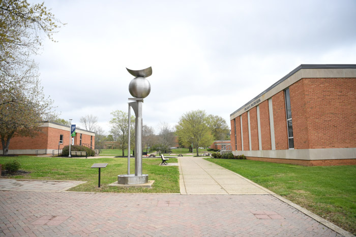 The sculpture of “The Graduate,” gifted by Hawkins.