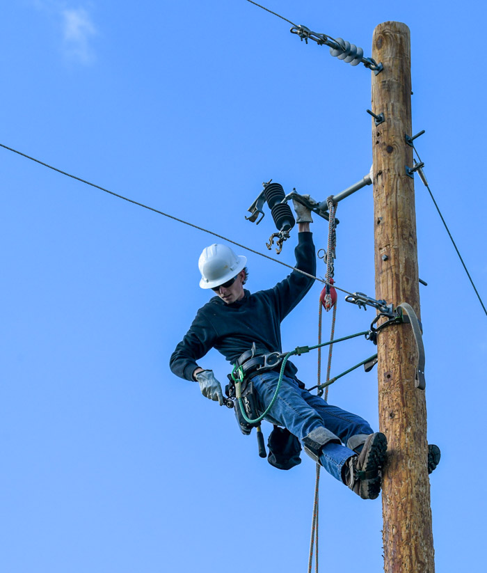 Jacob Oeser from Hendersonville completing the switch change.
