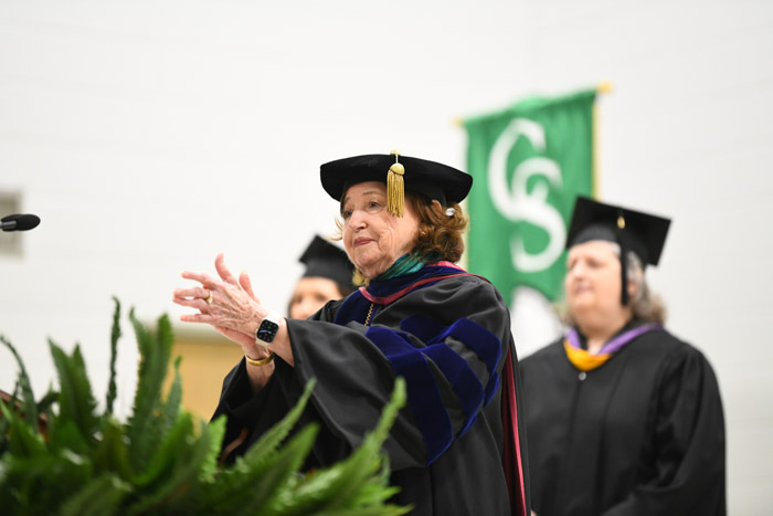 Dr. Janet F. Smith, Columbia state president, celebrates graduates at the Spring 2025 Commencement ceremonies.