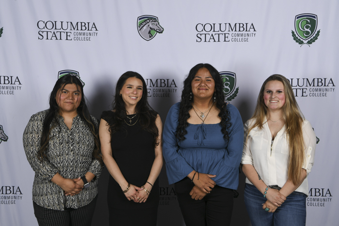 Caption (DSC_7469): Pictured (left to right): Williamson County graduates Judy Tizol, Eveanelle Lopez, Maria Lopez and Lacey Powers.