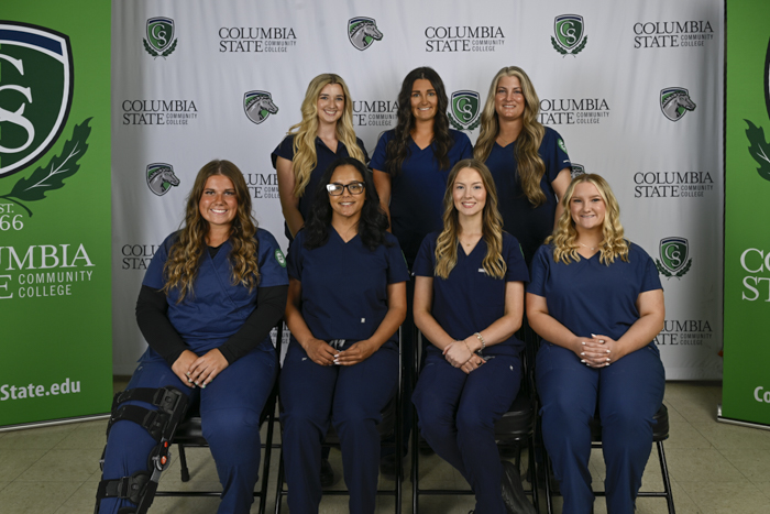 Pictured (standing, left to right): Lawrence County graduates Sara Brown, Carmen Wilson and Alicia Chapman. Pictured (sitting, left to right): Samantha Staggs, Mariah Blasingim, Ellie Benson and Desiree Heatherly.
