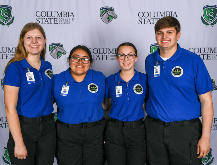 Pictured (left to right): Fairview High School dual enrollment emergency medical technician graduates Kailee Tuttle, Keely Alonso-Arciniega, Jacquelin Harrison-Stanley and Caleb Seay.