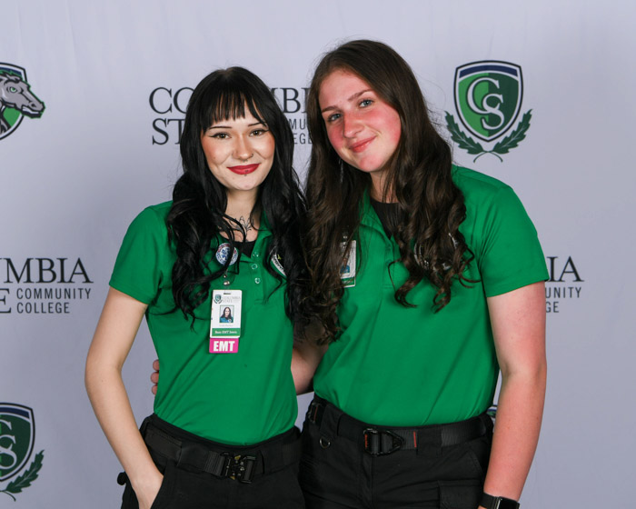 Pictured (left to right): Bedford County emergency medical technician graduates Faith Tucker and Raegan Haley.