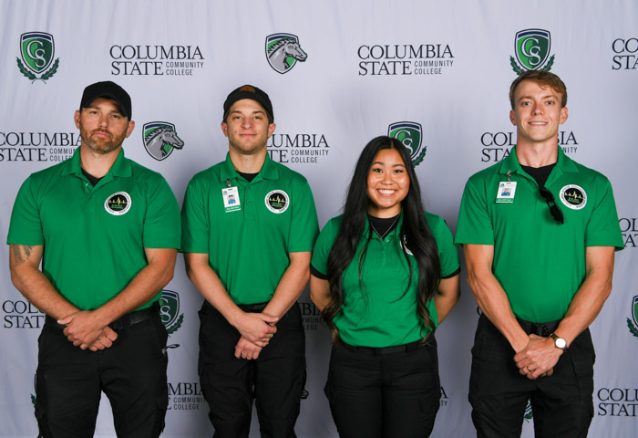 Pictured (left to right): Williamson County emergency medical technician graduates Jacob Wilder, August Dorsten, Kayleigh Wixon and Matthew Lattin.