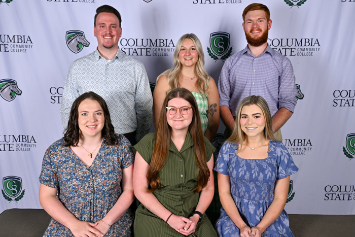 Pictured (standing left to right): Lawrence County graduates Nick Dorning, Cassity Crisp and Briley King. Pictured (sitting left to right): Mackenzie Bivens, Taylor Price and Alexis Wilburn.