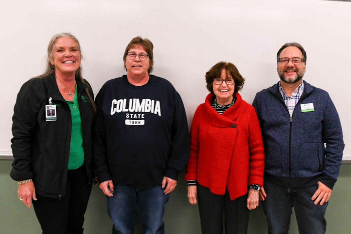 Pictured (left to right): Dr. Kae Fleming, Columbia State dean of the Health Sciences Division; Sue Christian, Columbia State program director and assistant professor of anesthesia technology and recipient of the 2025 Chancellor’s Commendation for Military Veterans; Dr. Janet F. Smith, Columbia State president; and Dr. Shane Hall, Columbia State vice president for the Williamson Campus and community engagement.