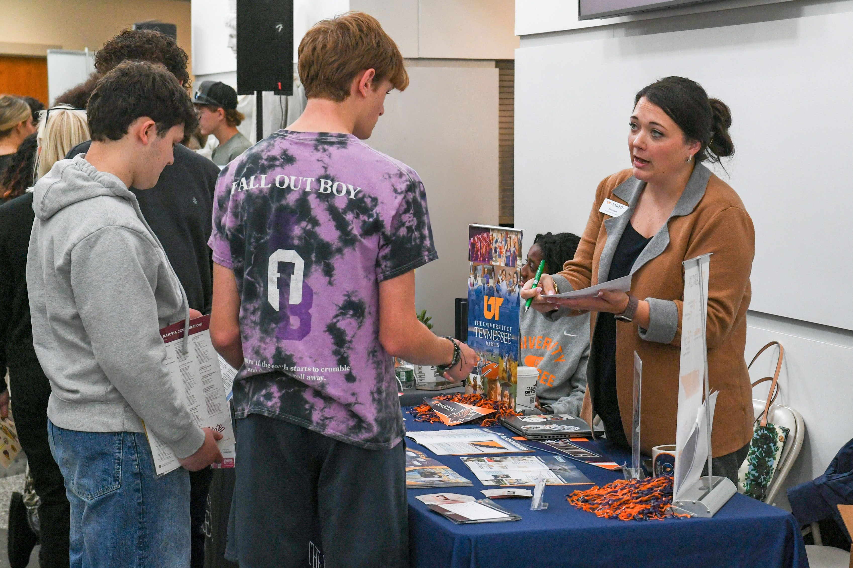 A University of Tennessee, Martin recruiter speaks to high school juniors and seniors from Maury County.