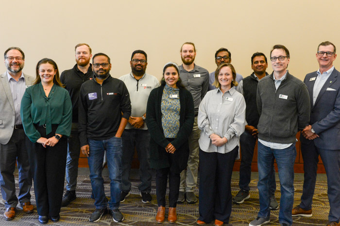 Pictured (left to right, back row): Dr. Shane Hall, Columbia State vice president for the Williamson Campus and community engagement; Ian Golden, Tractor Supply Company; Radhu Shankar Gowri, TSC; Bill Williams, Columbia State multimedia coordinator; Gandhi Valliappan, TSC; Bharathwajan Raghavan, TSC; Brian Evans, Columbia State leadership development coordinator and lead facilitator of the Columbia State Leadership for Operational Excellence program. Pictured (left to right, front row): Melody Murphy, former Columbia State Workforce and Continuing Education director and co-facilitator of the Leadership for Operational Excellence program; Sai Venkata Punnarao Gudivada, TSC; Swapna Sandela, TSC; Kelli Johnson, Main Street manager for the city of Columbia; and Dwight Jones, TSC.
