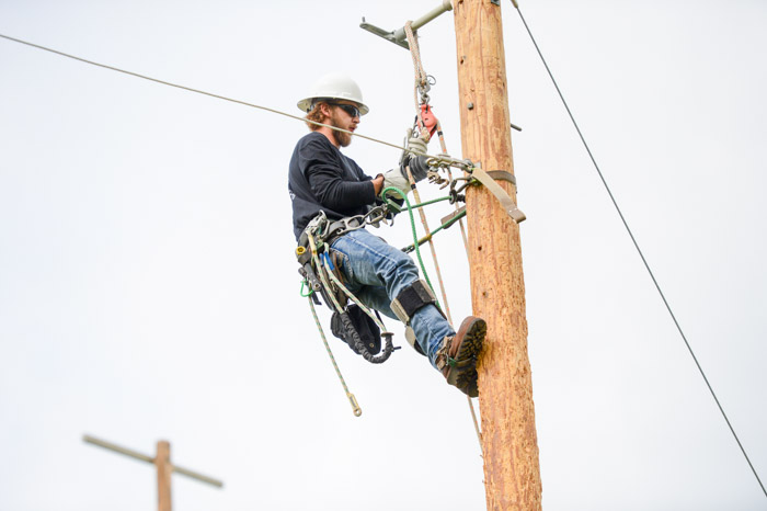 Jordan Voss from Lewisburg completing a switch change.