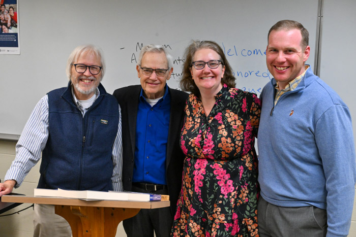 Pictured (left to right): Dr. Barry Gidcomb, Columbia State dean of the Humanities and Social Sciences Division and professor of history; Former U.S. Representative Bob Clement; Emily Senefeld, Columbia State instructor of history; and Zacharie Kinslow, executive director of the Clement Railroad Hotel Museum and former Columbia State adjunct instructor of history.