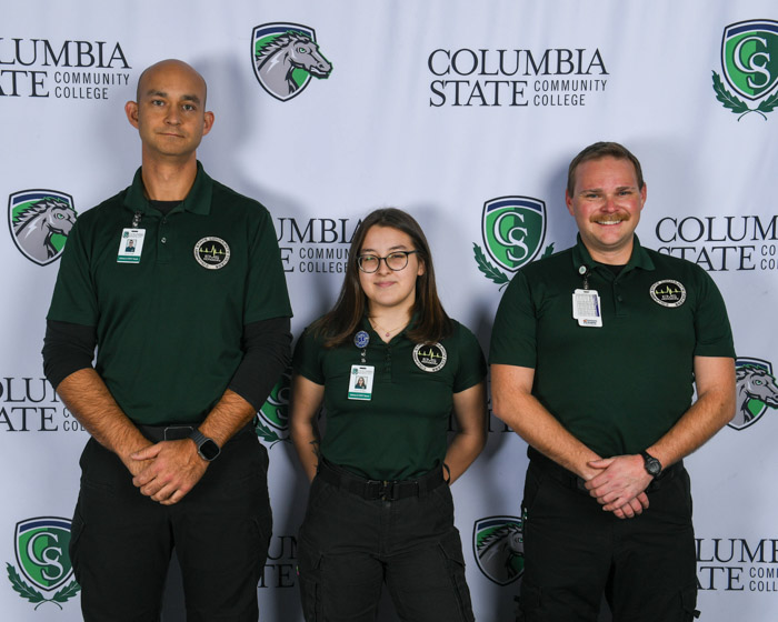 Pictured (left to right): Rutherford County advanced emergency medical technician graduates Justin Aubin, Annabell Kline and Timothy Irving.