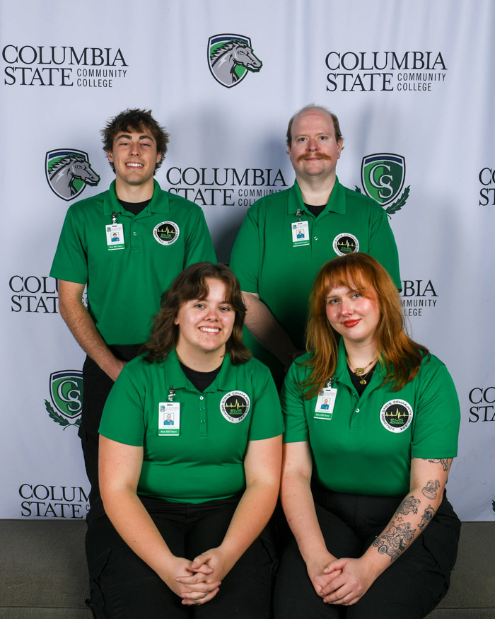 Pictured (left to right, back row): Williamson County emergency medical technician graduates Jonathon Brown and Bryant Johnson. Pictured (left to right, front row): Avery Fitzgerald and McKenna Matlock.