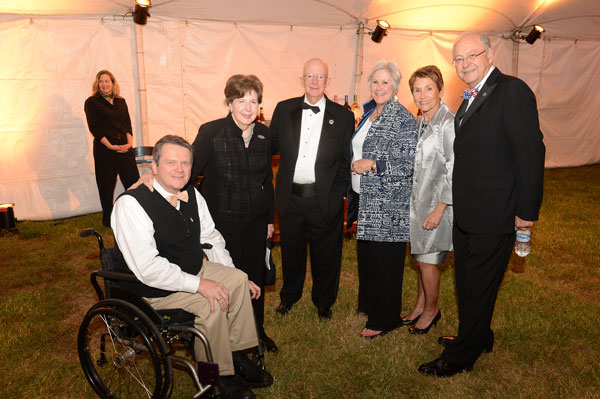 Group of people inside tent