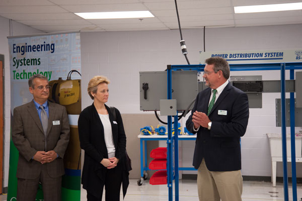 Dr. Dearl Lampley at mechatronics open house