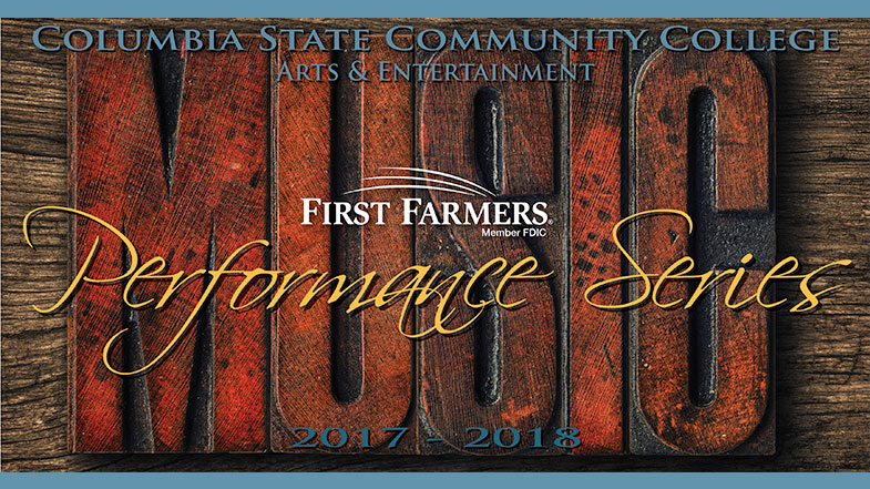 Performance Series Brochure Cover Art Photo of the word music in wood