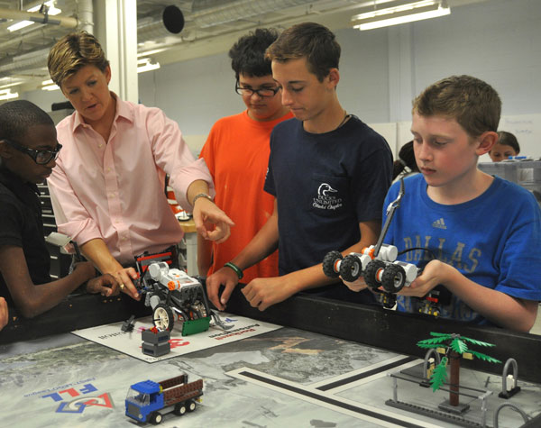 Students smile at robotics camp