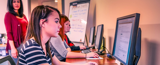 student at computer