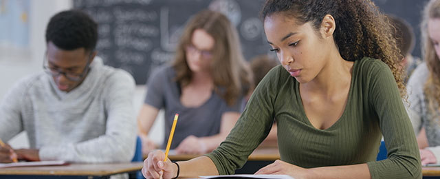students taking test